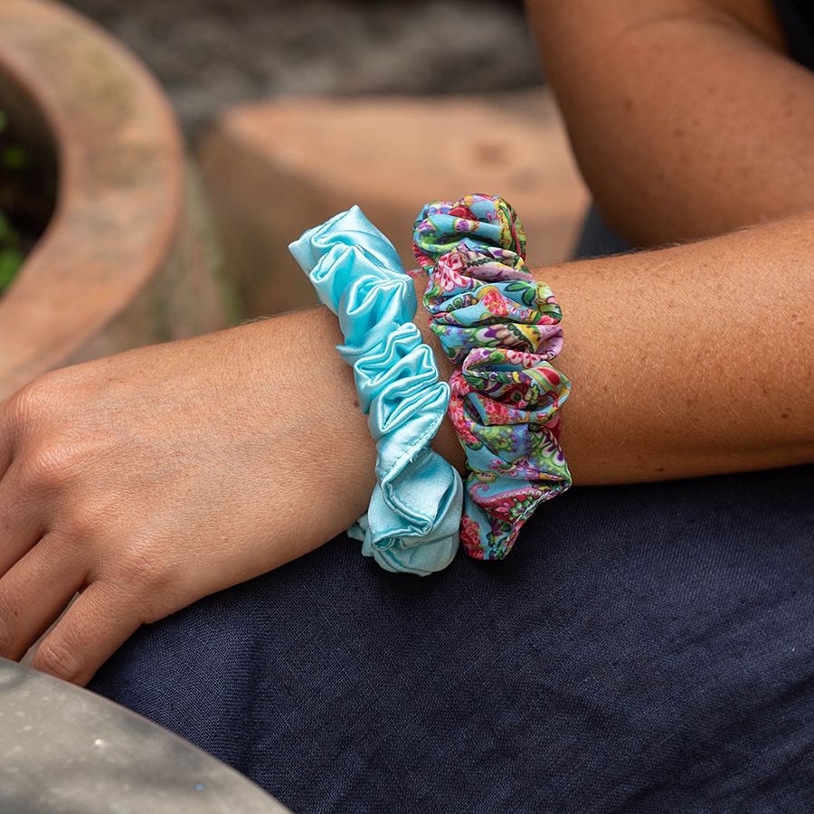 Paisley and aqua scrunchie duo - Flemings Department Store