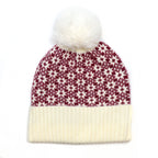 Astrid Berry and Cream Scandi Star Knit Bobble Hat