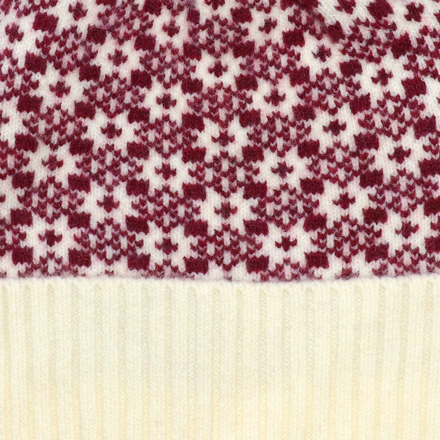 Astrid Berry and Cream Scandi Star Knit Bobble Hat
