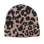 Carly Taupe and Black Animal Print Beanie