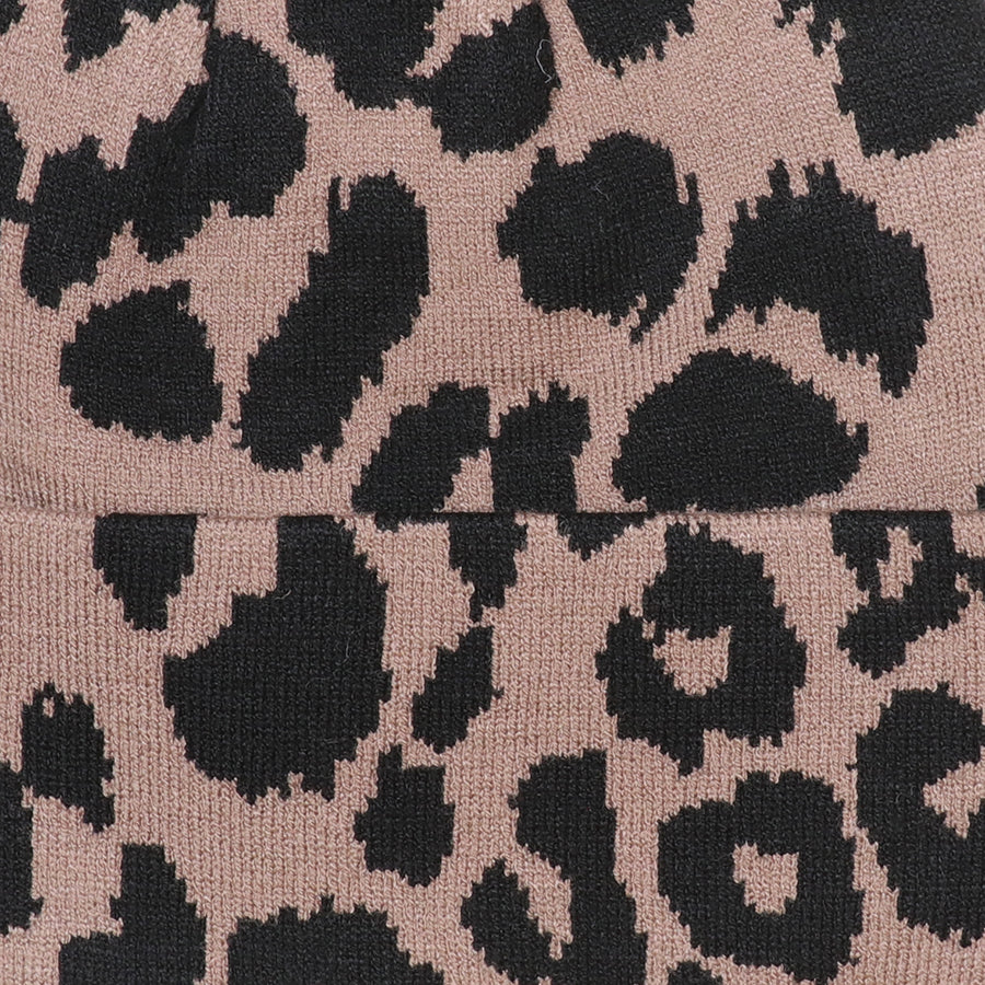 Carly Taupe and Black Animal Print Beanie