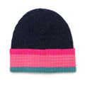 Anna Ribbed Knit Navy, Pink, Teal Stripe Beanie