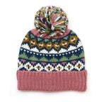 Valentina Rose Pink, Blue and Sage Mix Pattern Knit Bobble Hat
