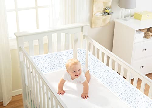 BreathableBaby Mesh Cot Liner – Twinkle Blue | 4-Sided Classic Mesh