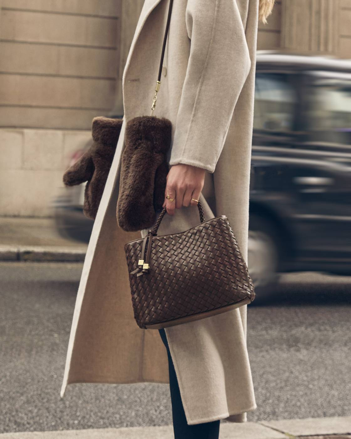 Nova Hand Woven Top Handle Bag in Chocolate - image 3
