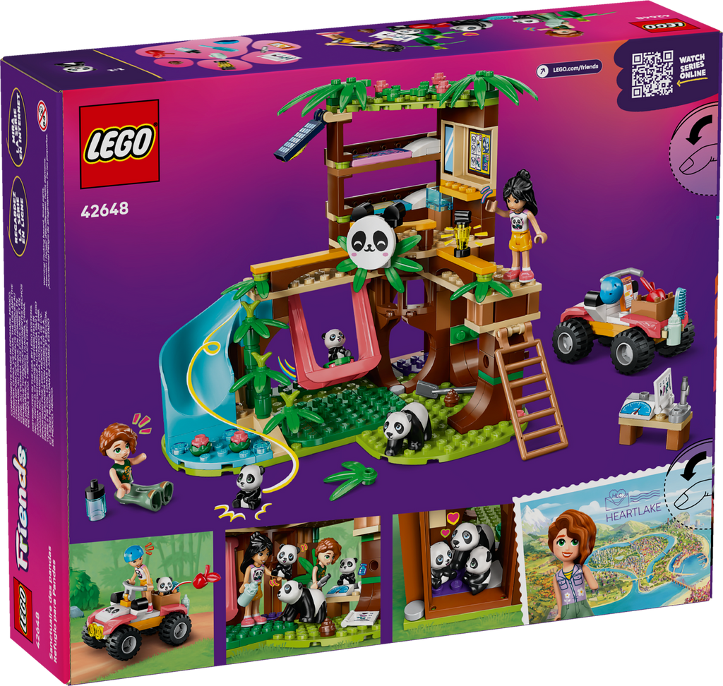 LEGO Friends jungle treehouse set packaging with purple background