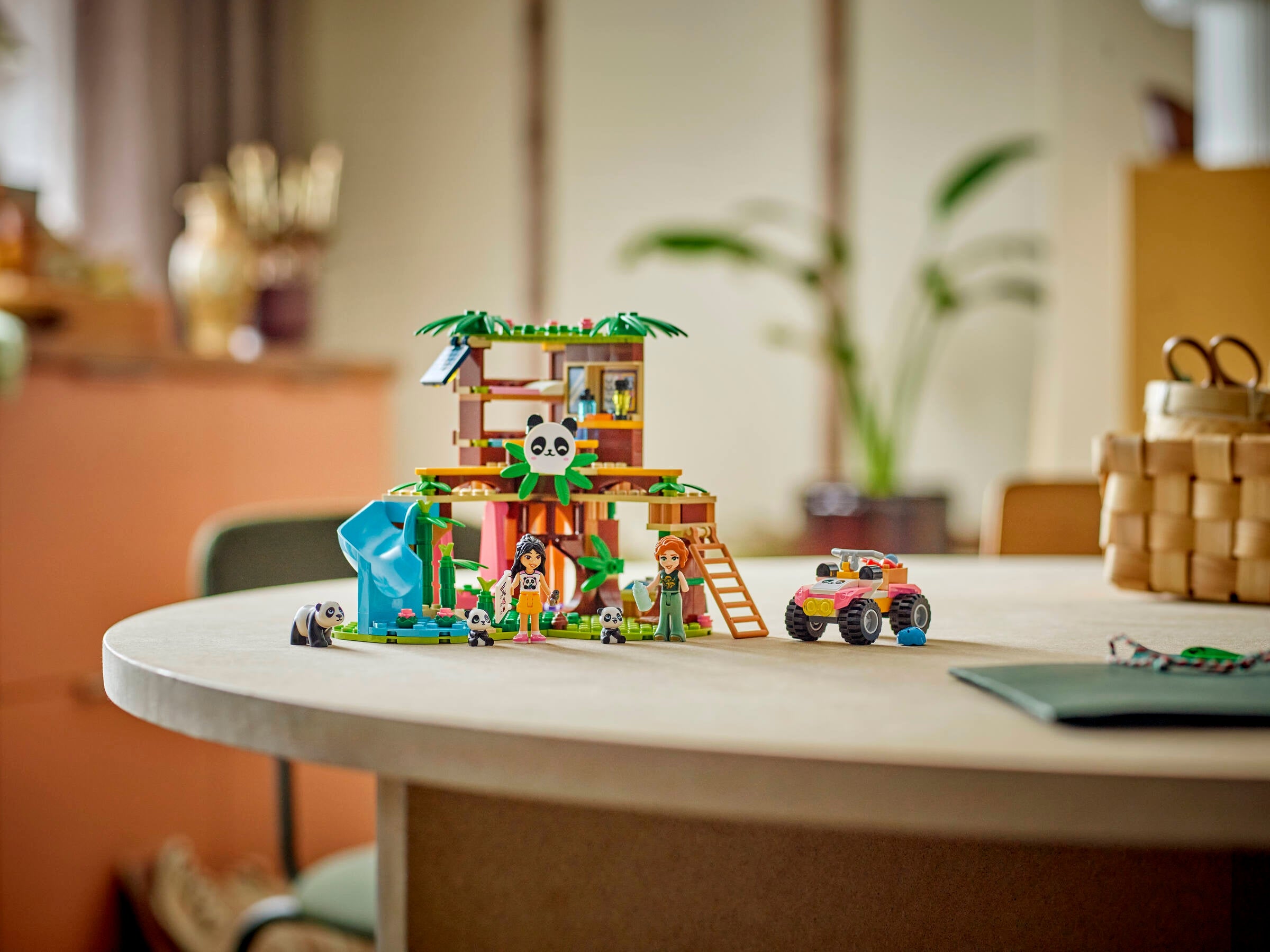Toy set on a table with a blurred indoor background
