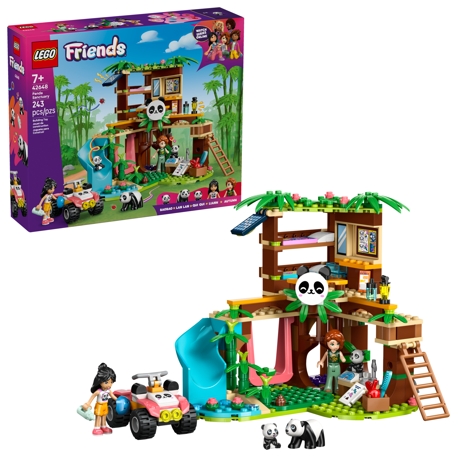 LEGO Friends jungle gym set with packaging on a white background