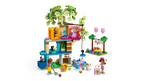 LEGO Friends jungle tree house set with multiple figures and accessories on a white background