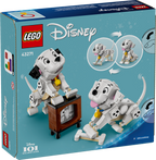 LEGO Disney 101 Dalmatians set packaging with two dalmatian dogs and a TV.