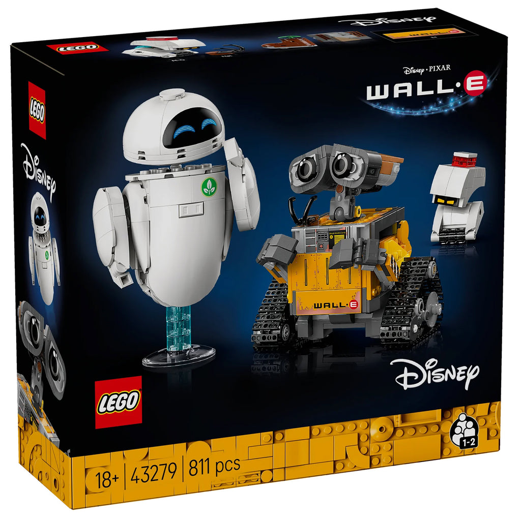 LEGO Disney Pixar WALL-E set packaging with two robots on a dark blue background