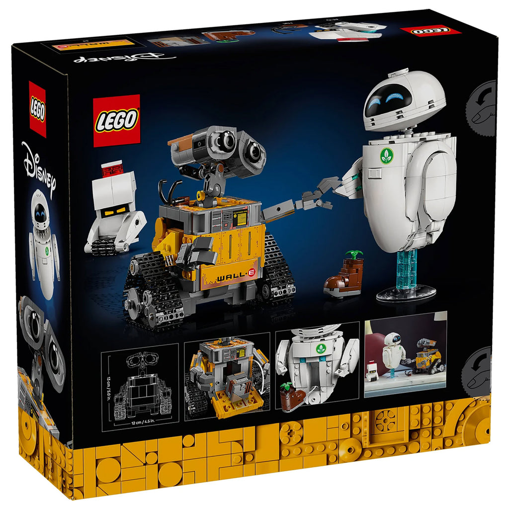 LEGO Disney robot set packaging with multiple robot figures on a dark background