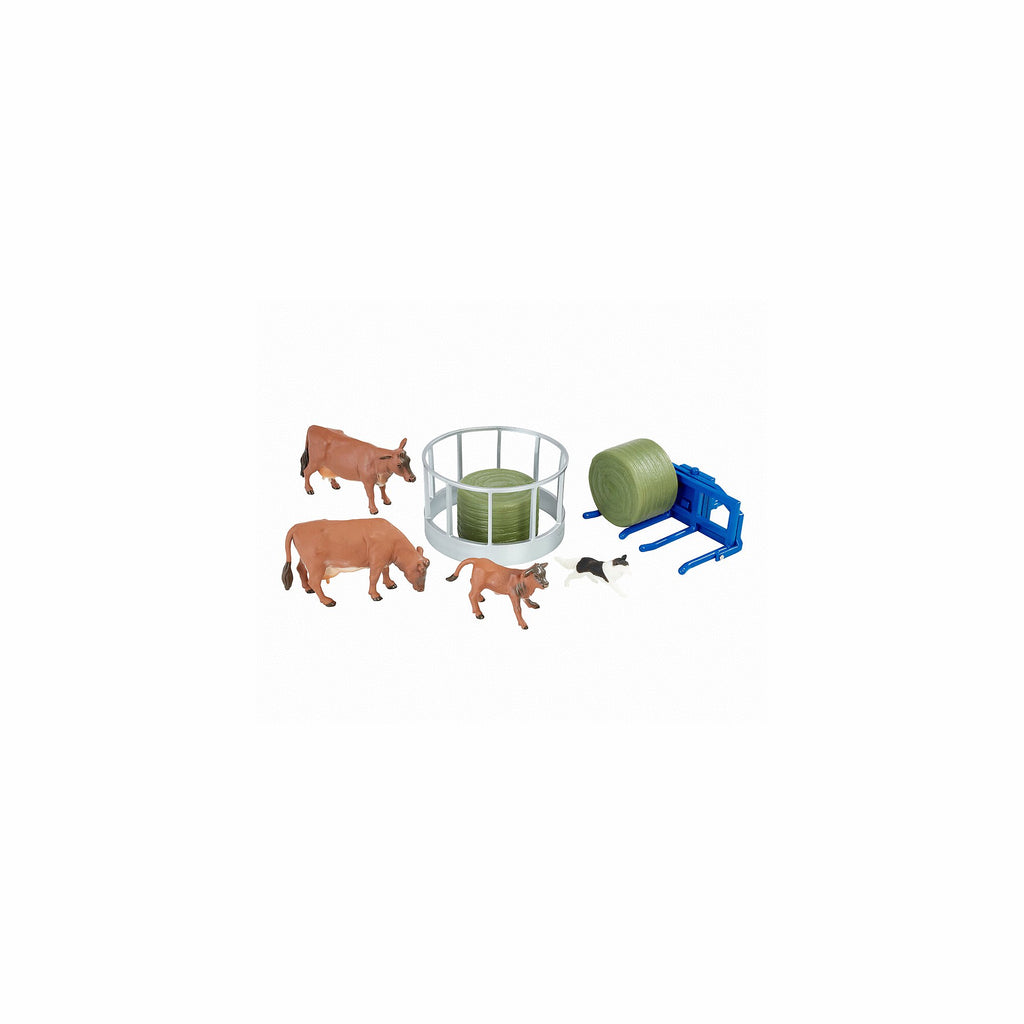 Metallic Olive Green Valtra Playset (+ Cow Feeder + Bale Lifter)