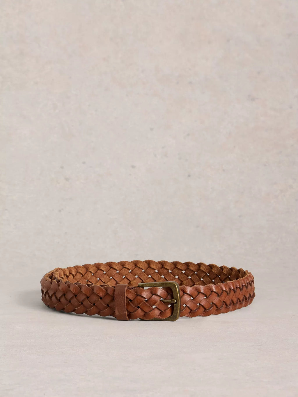 White Stuff Weave Leather Belt Mid Tan