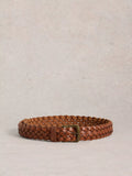 White Stuff Weave Leather Belt Mid Tan