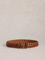 White Stuff Weave Leather Belt Mid Tan