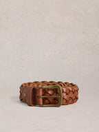White Stuff Weave Leather Belt Mid Tan