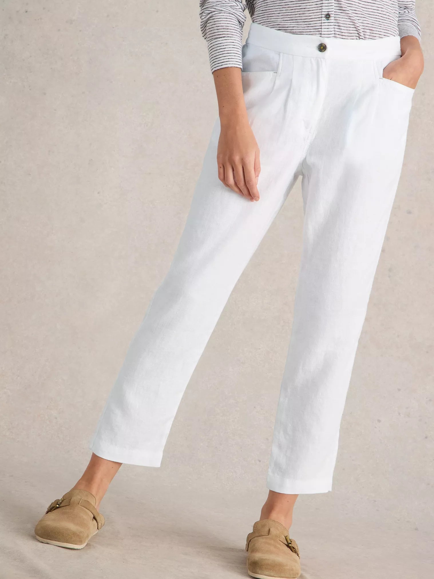 Rowena Linen Trousers – Brilliant White | Women’s Linen Trousers