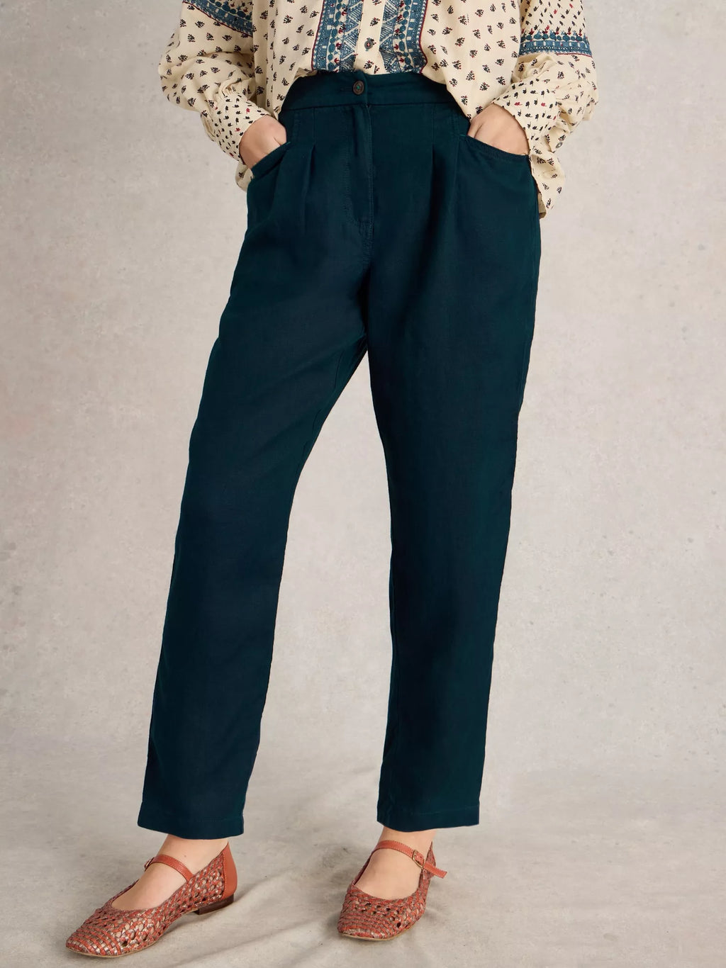 Rowena Linen Trousers – Dark Navy | Women’s Linen Trousers