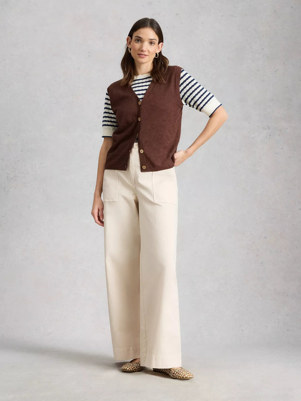 White Stuff Nova Linen Blend Tank – Dark Brown