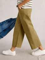 White Stuff - Crop Tia Wide Leg Jean – Khaki Green
