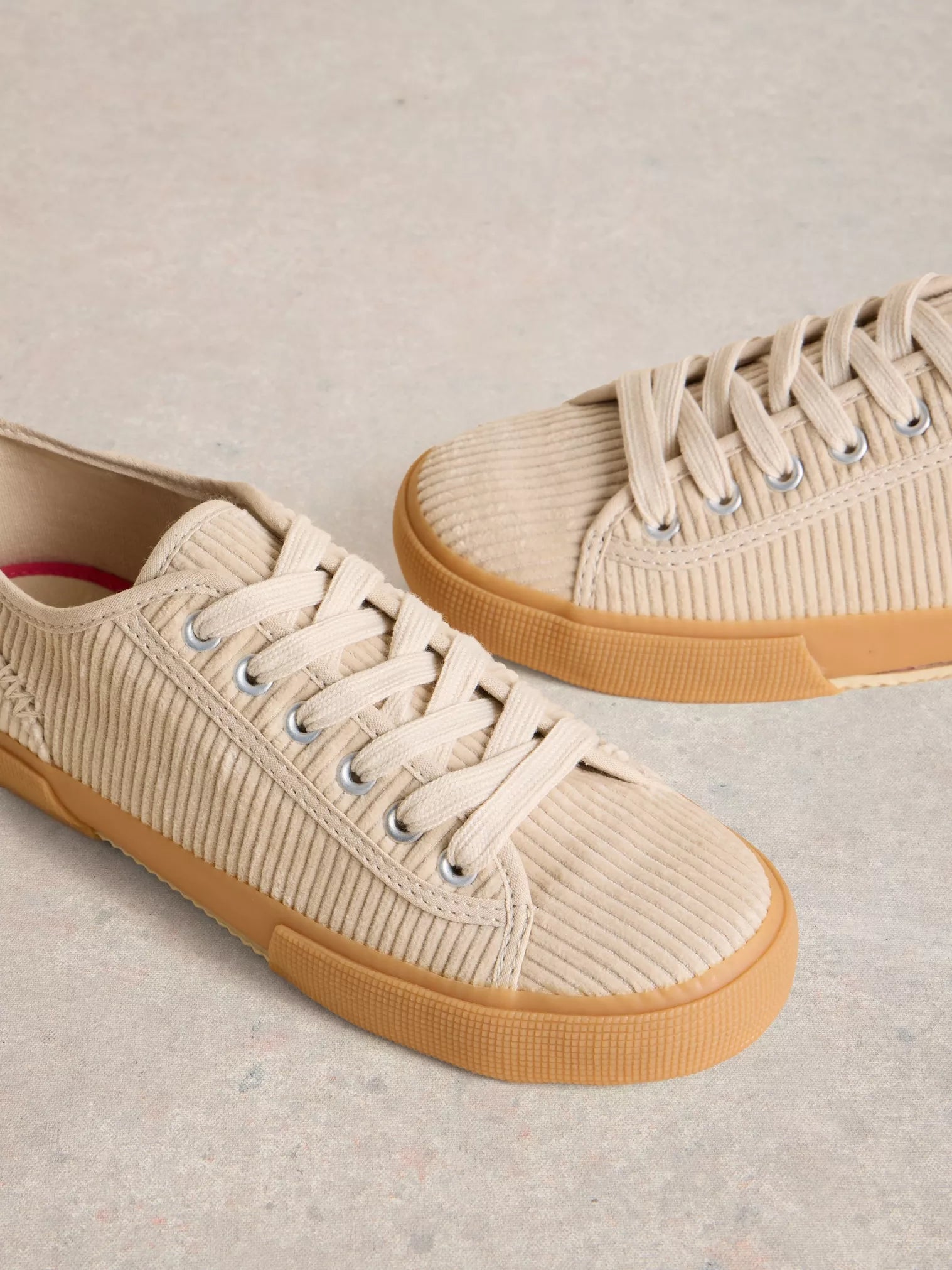 White Stuff Pippa Cord Trainers Light Natural | Flemings Department Store