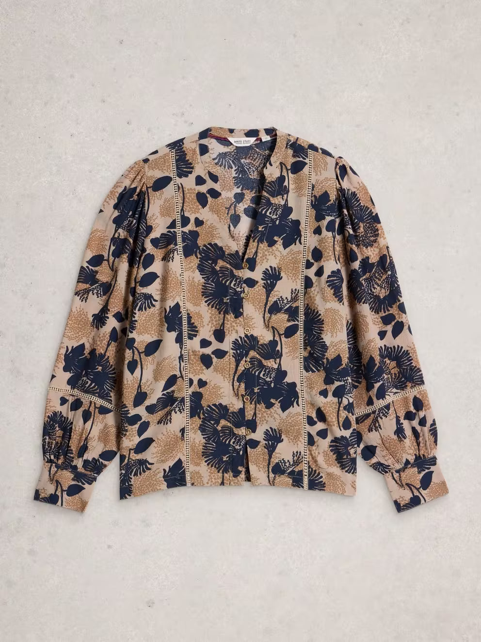 White Stuff Paloma Notch Neck Top – Embroidered Viscose Blouse