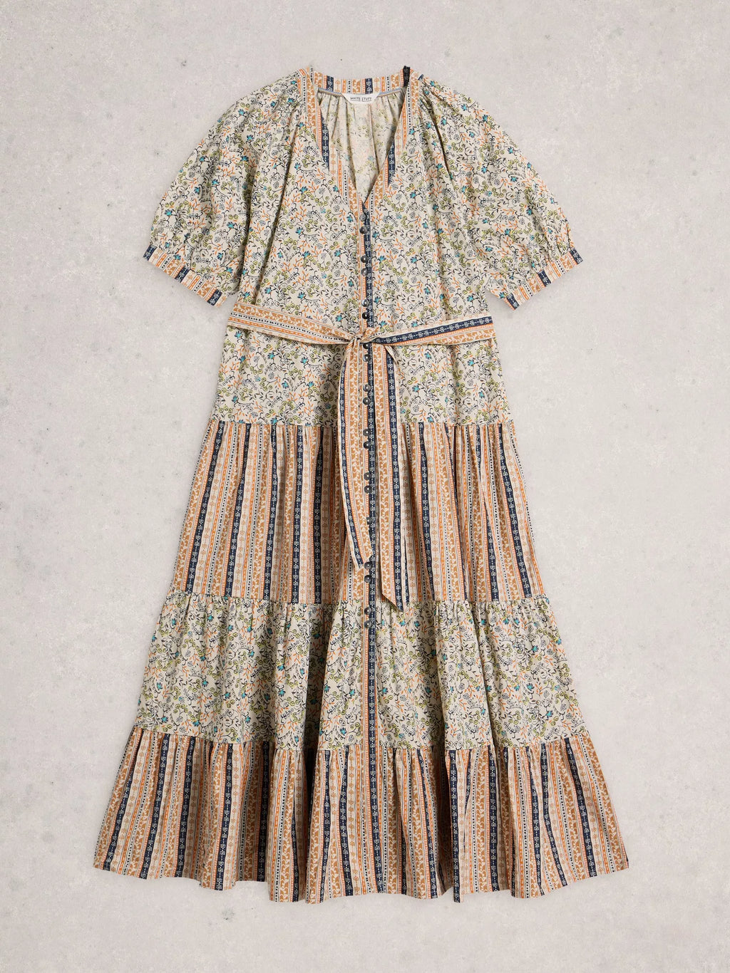 White Stuff - Clementine Floral Stripe Midi Dress