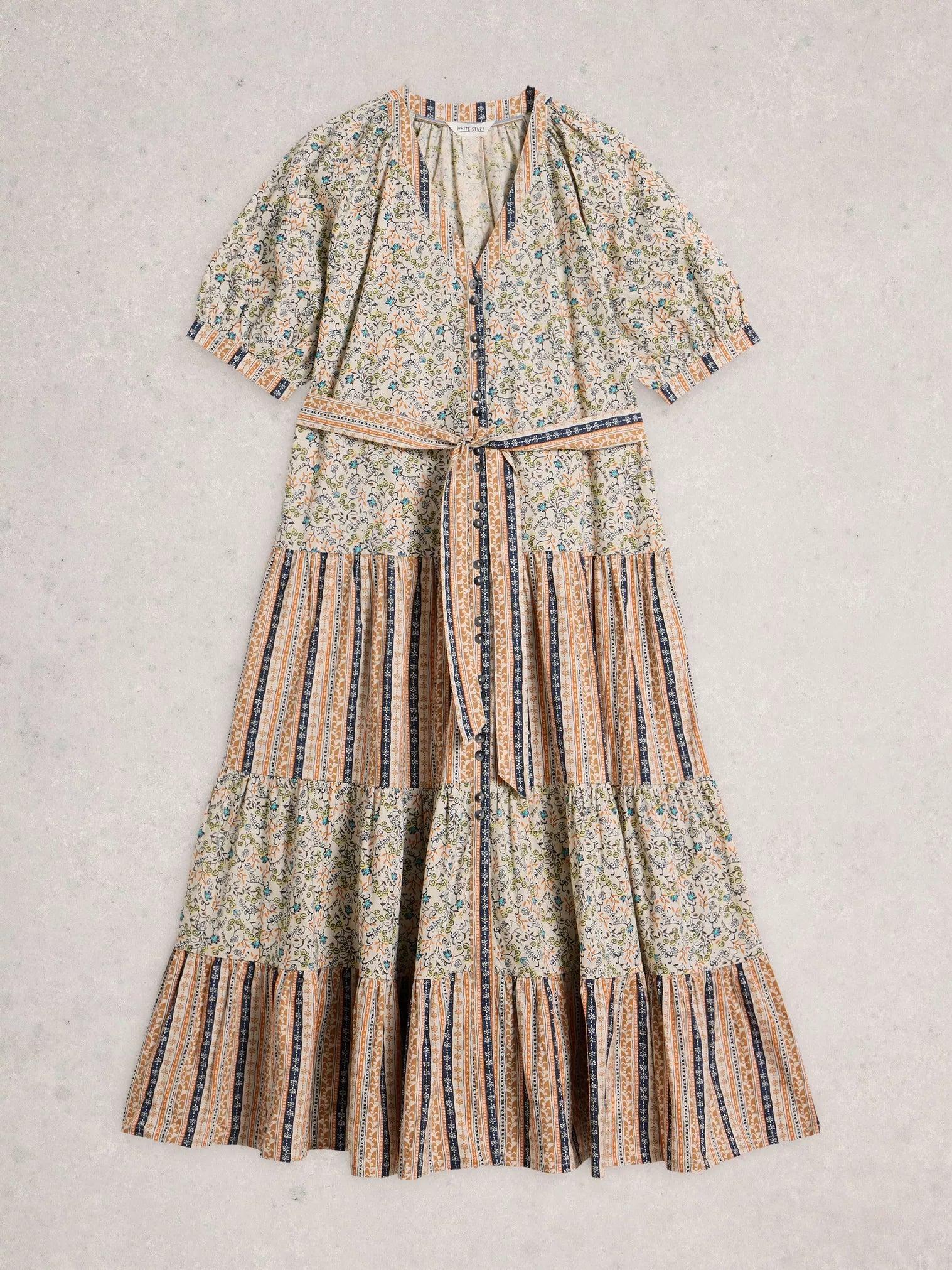 White Stuff - Clementine Floral Stripe Midi Dress