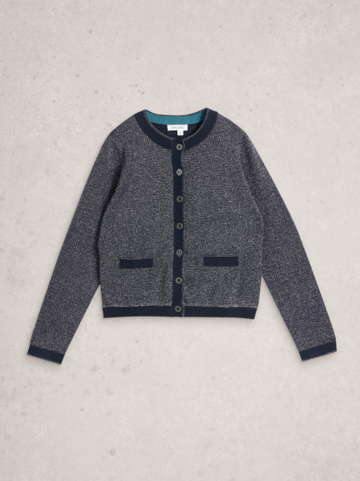 White Stuff Charlotte Sparkle Cardi – Dark Navy | Organic Cotton