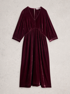 White Stuff Lucy Velvet Dress – Jewel Tone Midi | Soft & Elegant