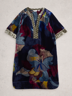 White Stuff June Velvet Dress – Dark Navy | Soft Knee-Length Style