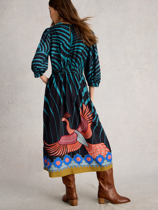 White Stuff Lucy Midi Dress – Phoenix Bird Print