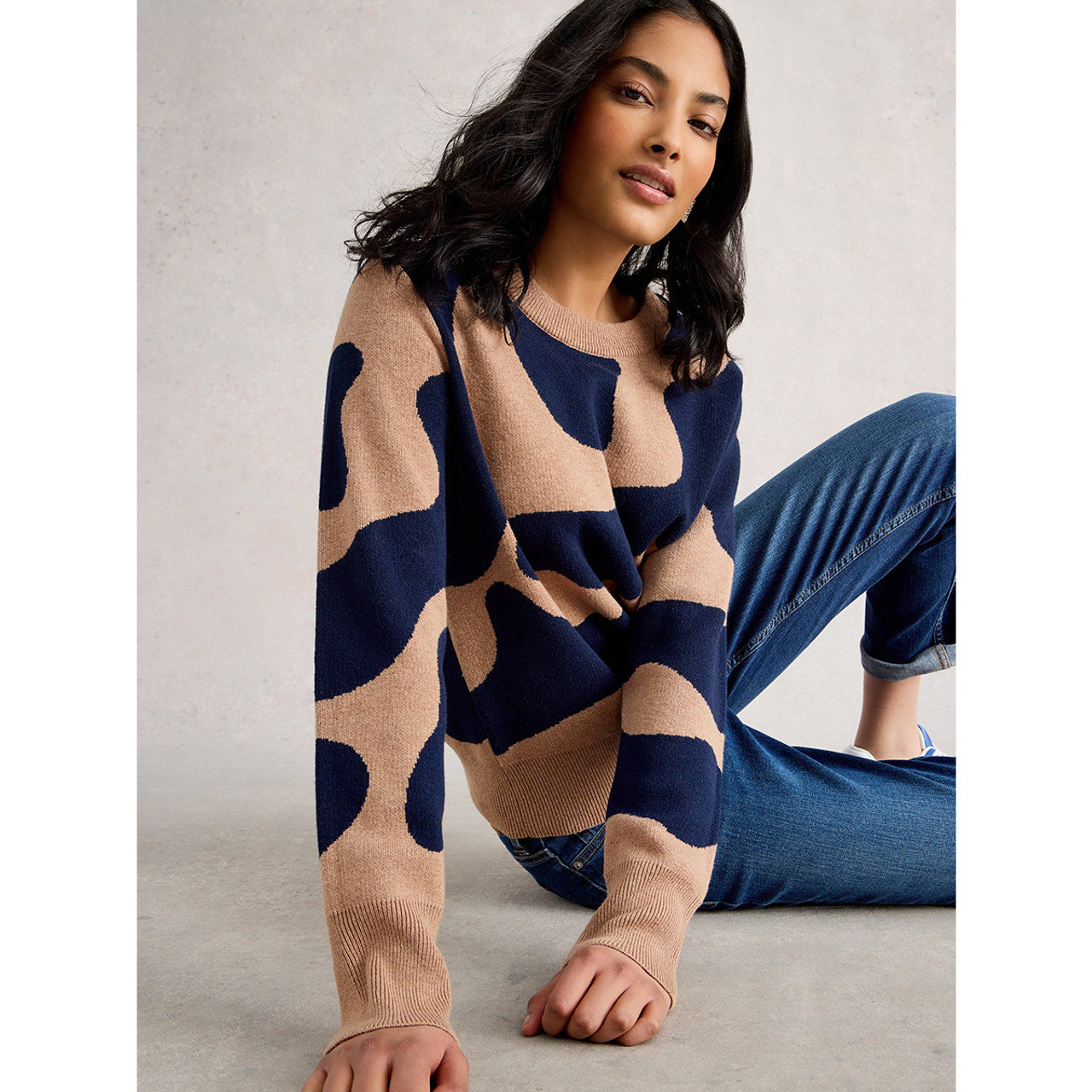 White Stuff Katie Abstract Jumper - Natural Multi Knit