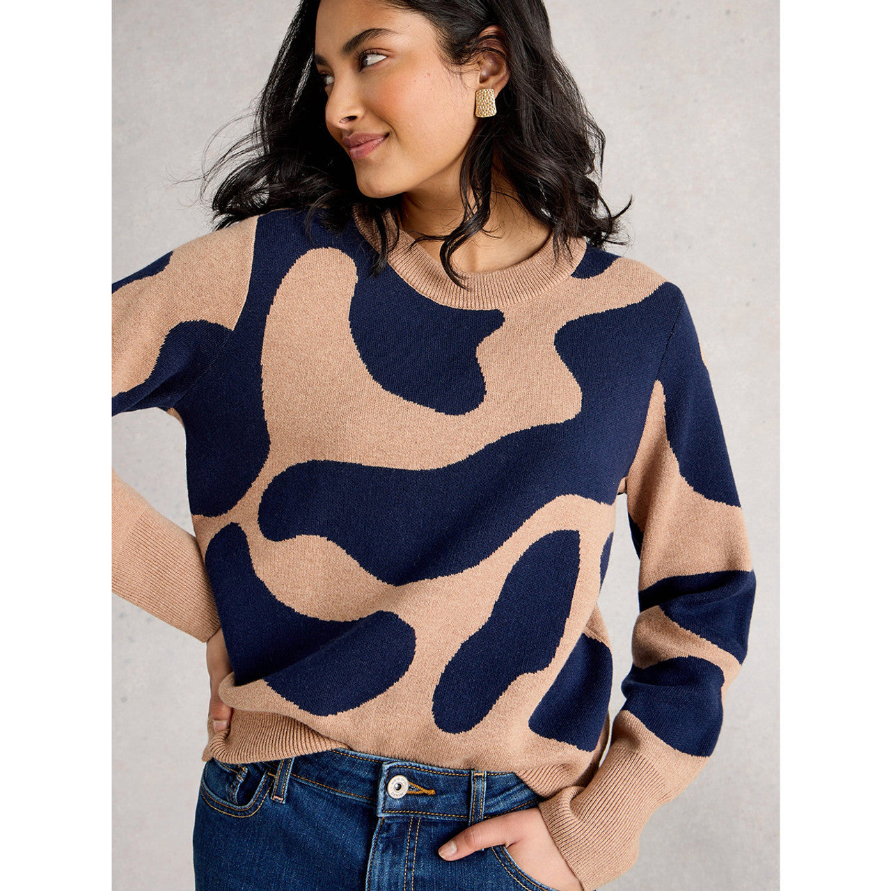 White Stuff Katie Abstract Jumper - Natural Multi Knit