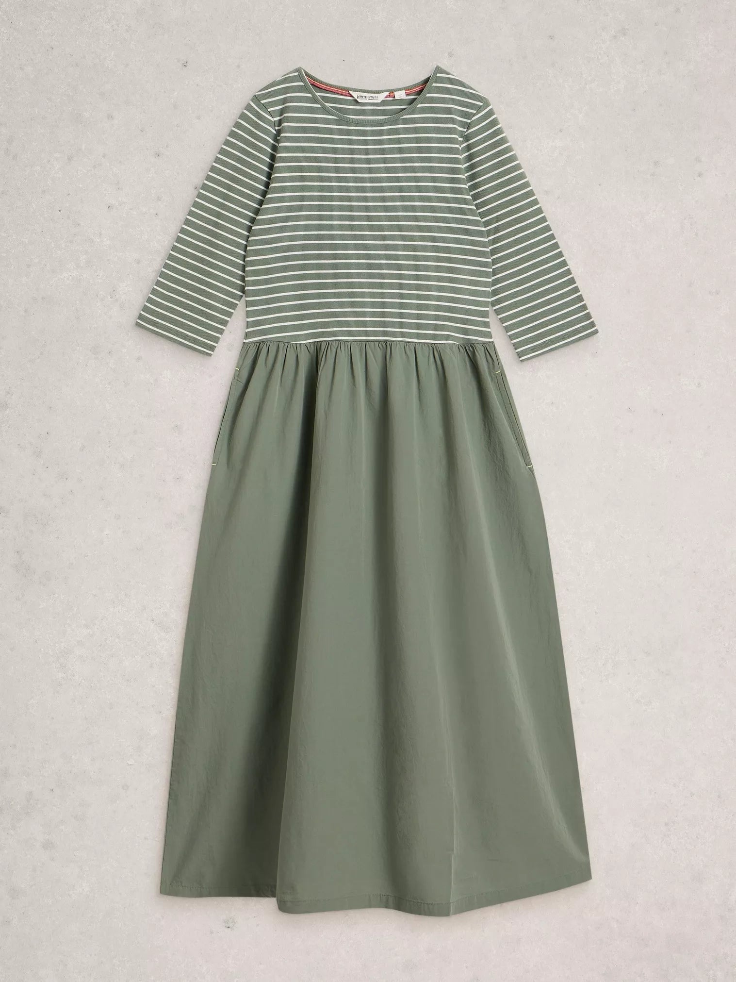 White Stuff Shay Jersey Mix Dress | Organic Cotton with Pockets