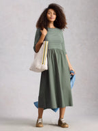 White Stuff Shay Jersey Mix Dress | Organic Cotton with Pockets