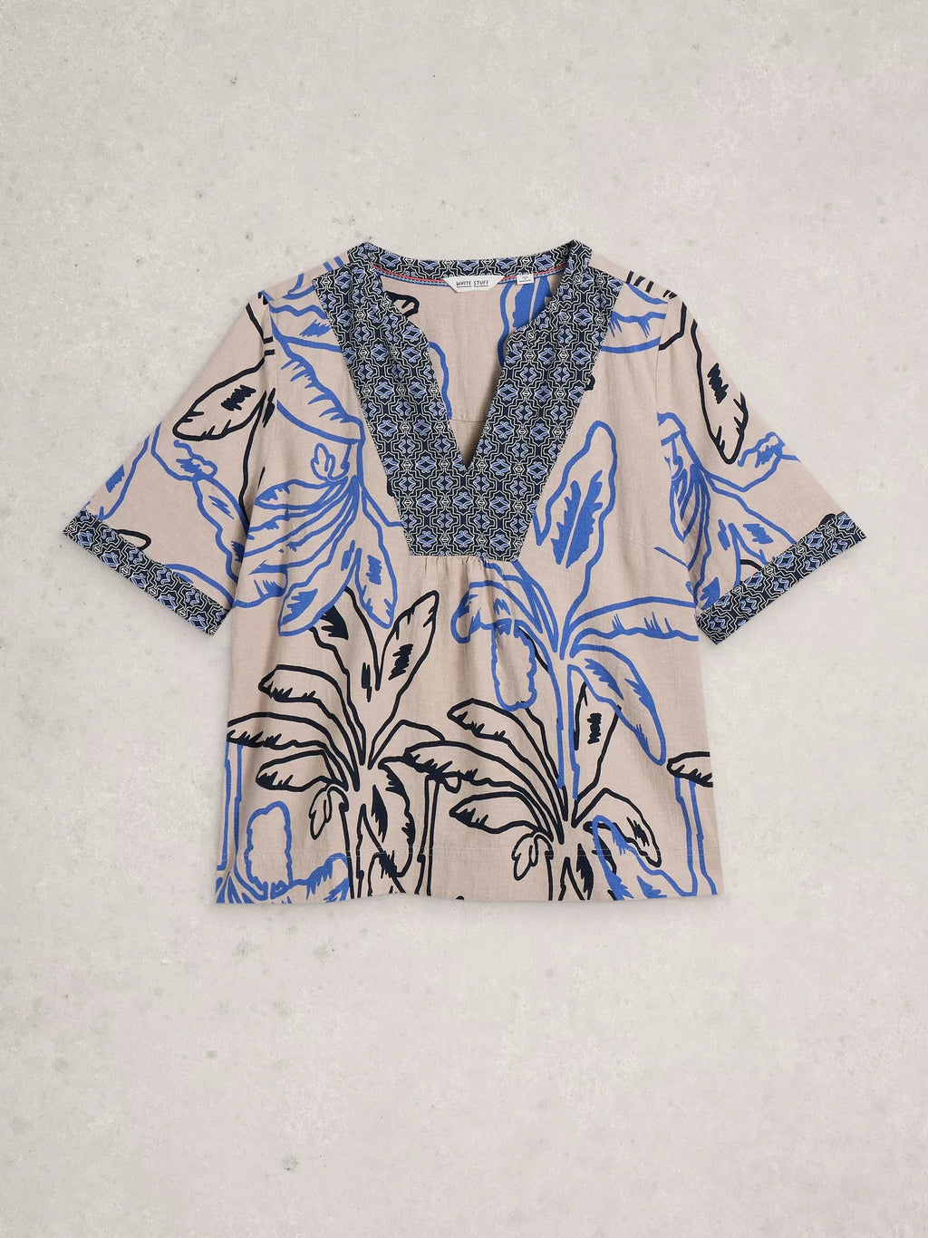 Ash Linen Blend Notch Neck Top – Natural | Women’s Summer Top