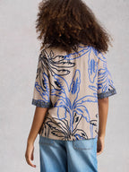 Ash Linen Blend Notch Neck Top – Natural | Women’s Summer Top