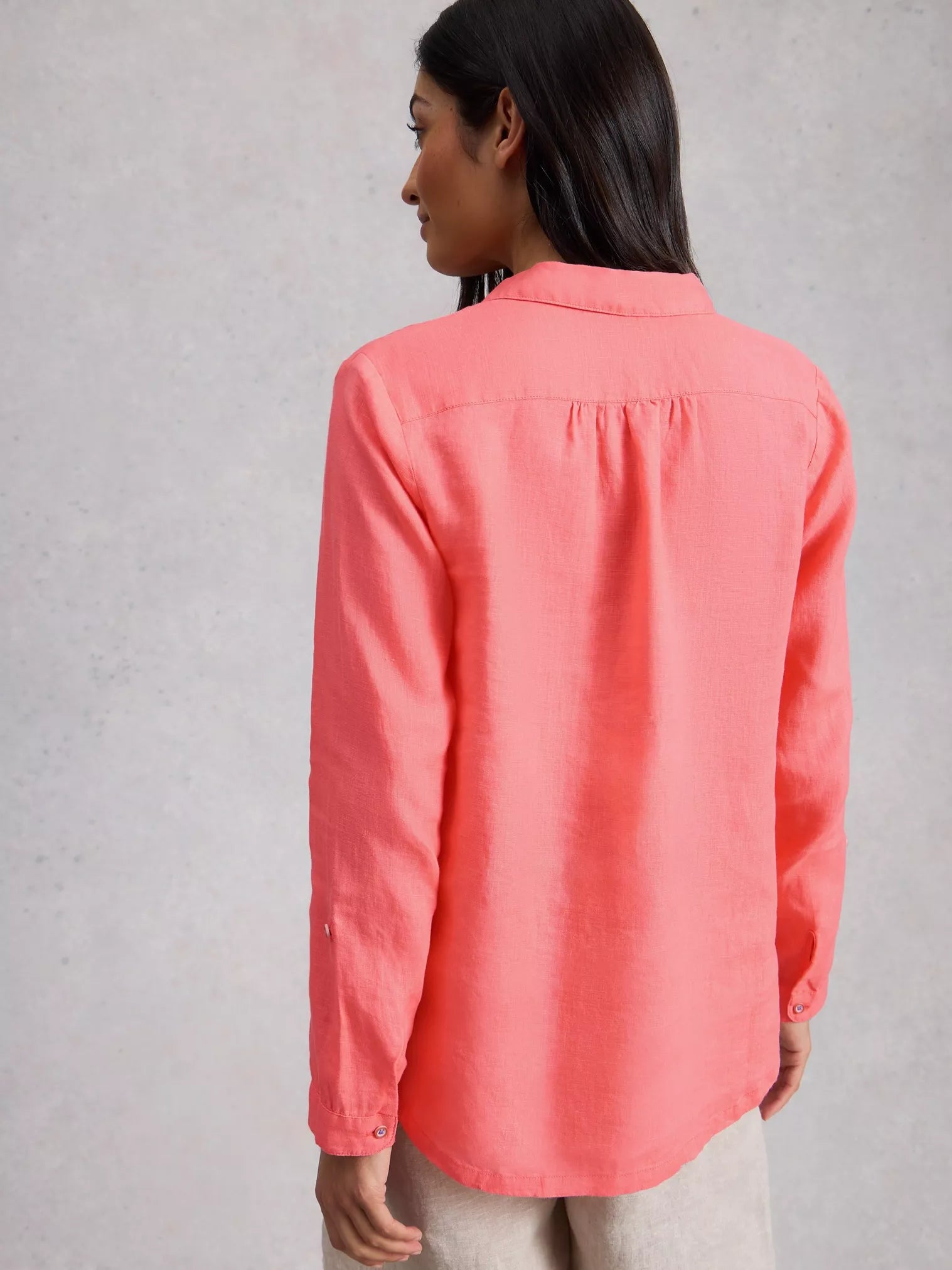 Sophie Linen Shirt – Mid Coral | Women’s Linen Shirt