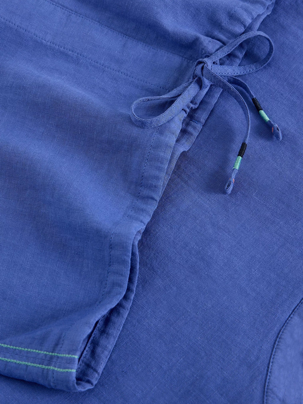 Nicole Linen Blend Notch Neck Top – Bright Blue | Women’s Summer Top
