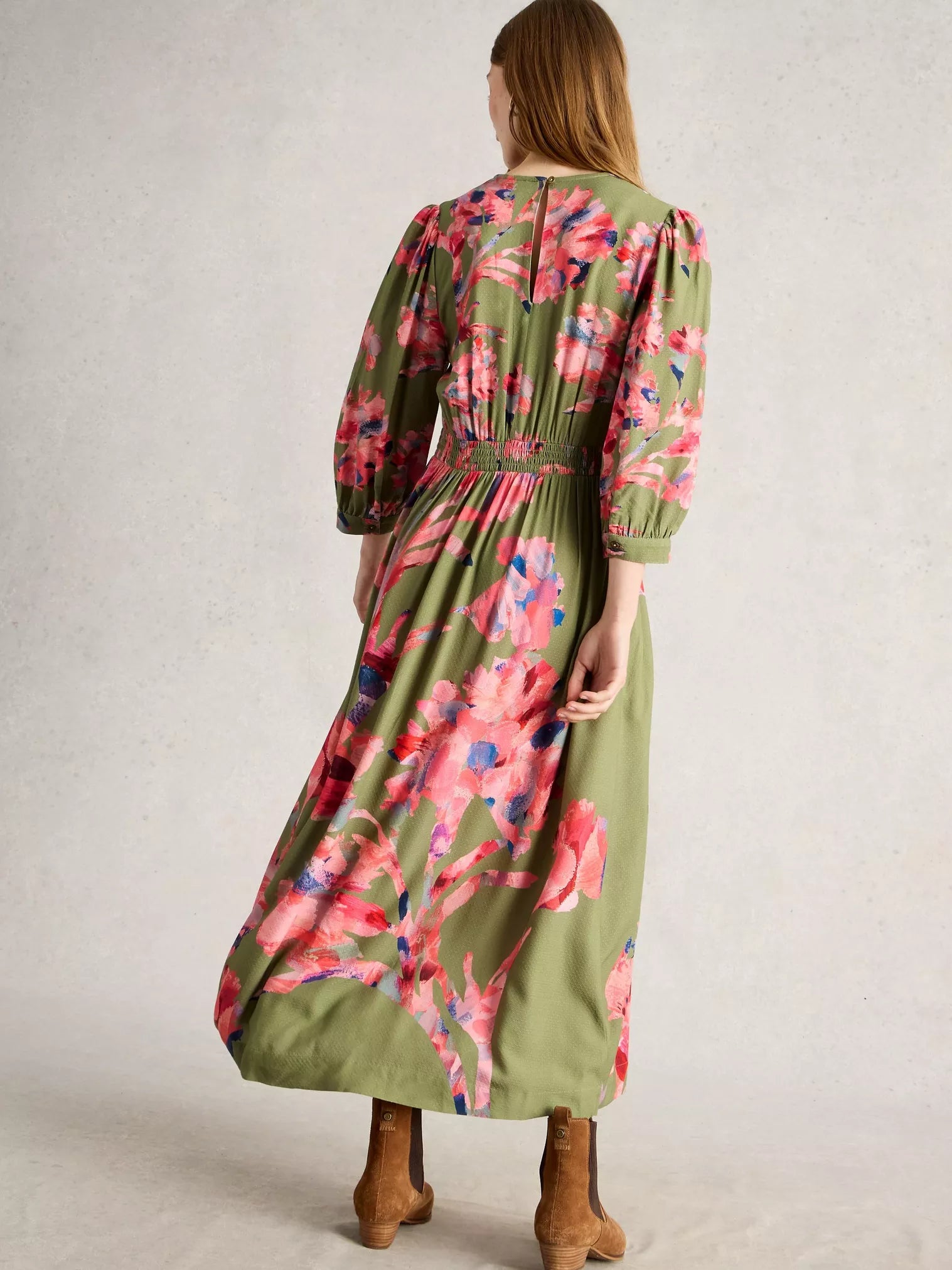 Lucy Print Midi Dress – Green | Women’s Midi Dress
