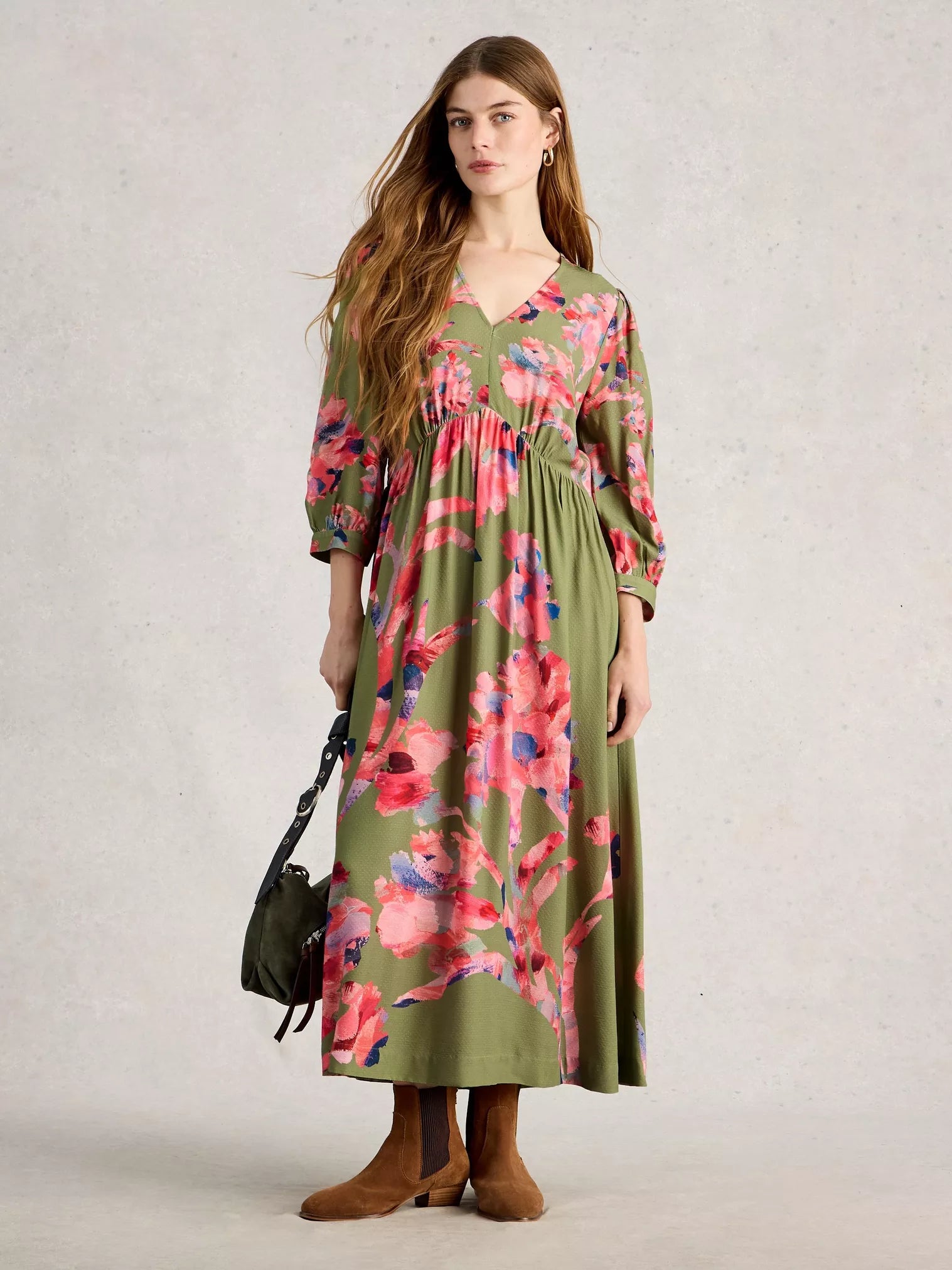 Lucy Print Midi Dress – Green | Women’s Midi Dress