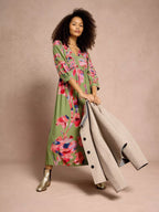 Lucy Print Midi Dress – Green | Women’s Midi Dress