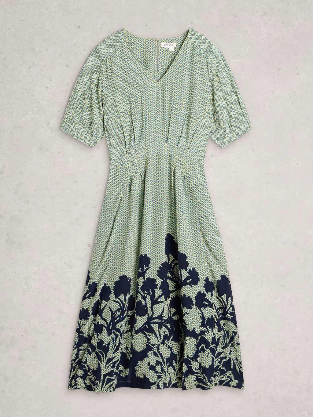 Kate V-Neck Midi Dress – Green Print | Women’s Midi Dress