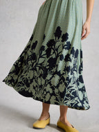 Kate V-Neck Midi Dress – Green Print | Women’s Midi Dress