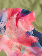 Woven Mix Tee – Green Print | Women’s Casual Top