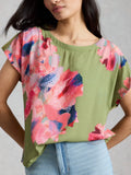 Woven Mix Tee – Green Print | Women’s Casual Top
