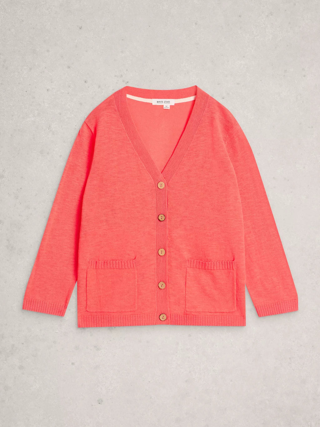 Nova Linen Blend Cardigan – Mid Coral | Women’s Summer Cardigan