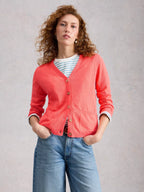 Nova Linen Blend Cardigan – Mid Coral | Women’s Summer Cardigan
